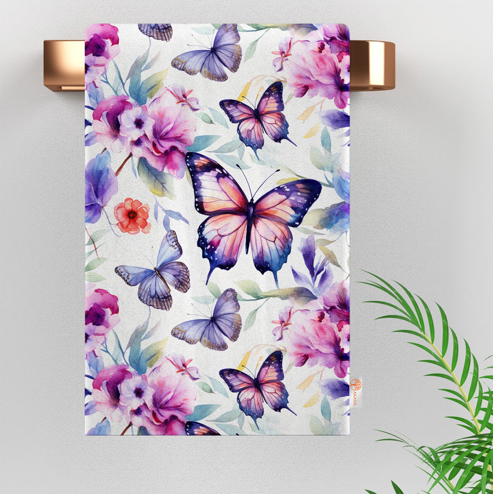 Butterfly Hand Towel|Summer Trend Dish Cloth|Decorative Tea Towel|Boho Cleaning Cloth|Colorful Dishcloth|Floral Kitchen Towel