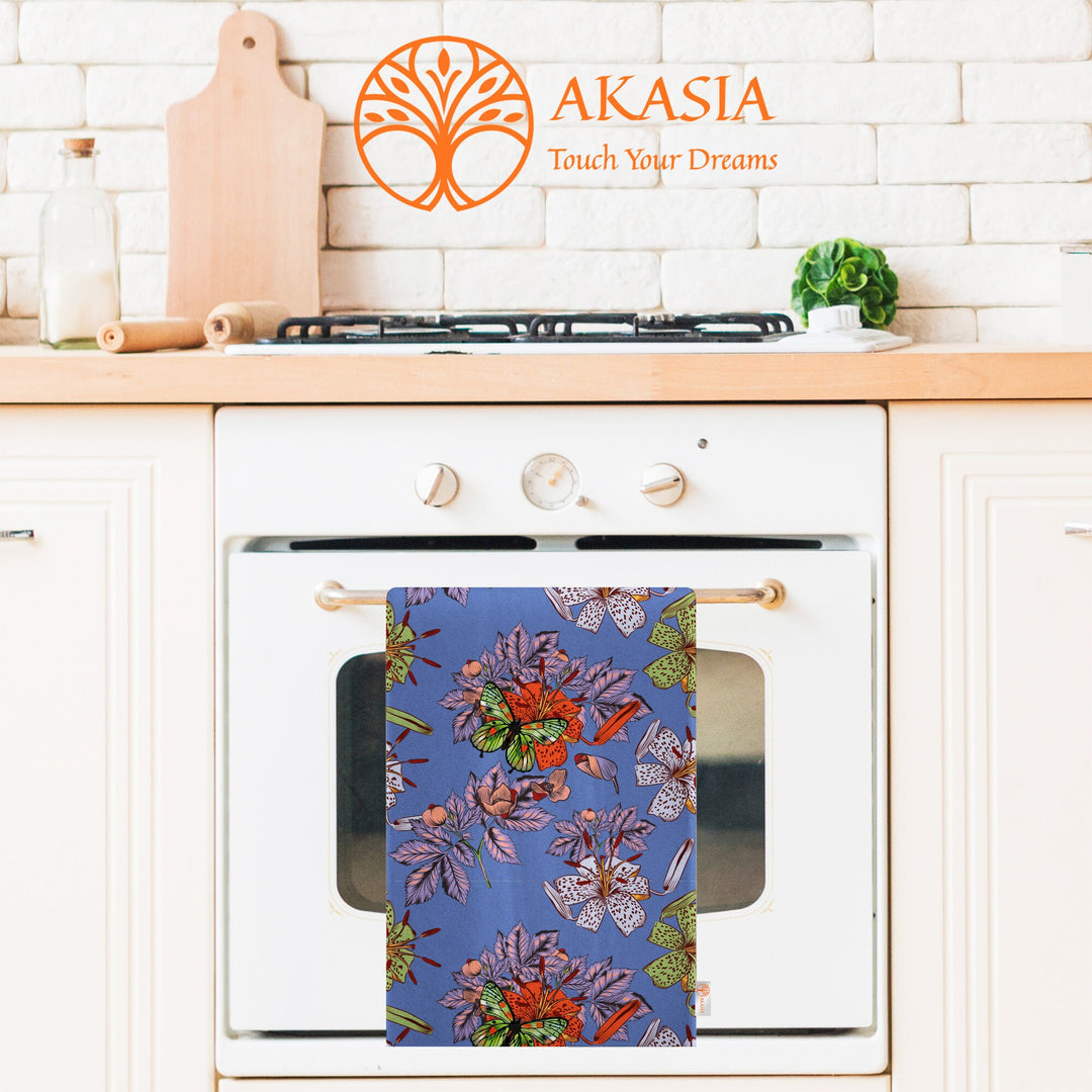 Butterfly Print Tea Towel|Summer Trend Dish Cloth|Boho Hand Towel|Decorative Cleaning Cloth|Colorful Kitchen Towel|Floral Dishcloth