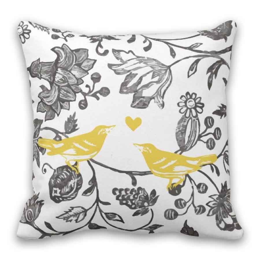 Yellow Bird on Tree Cushion Case