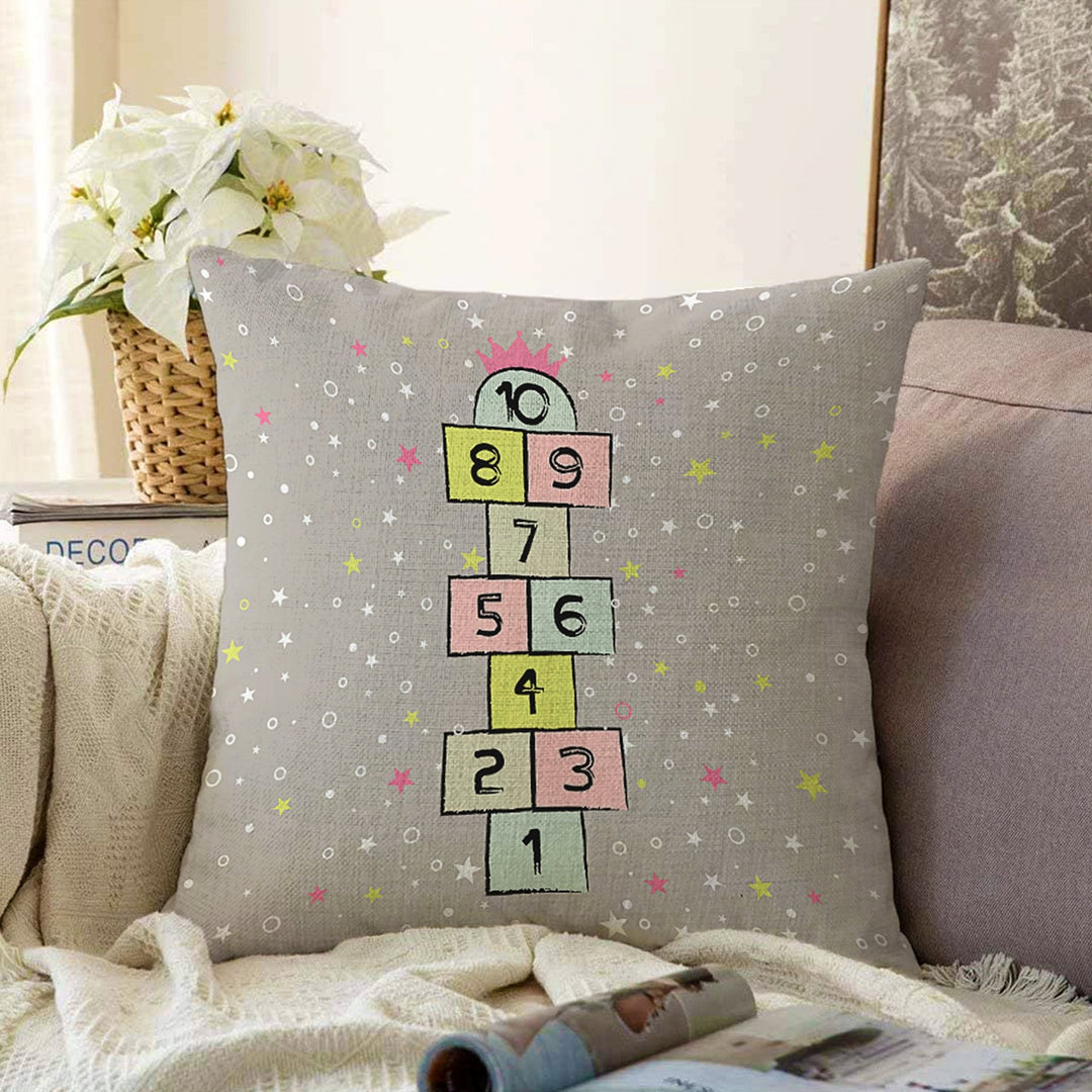 Hopscotch Print Kids Throw Pillowtop