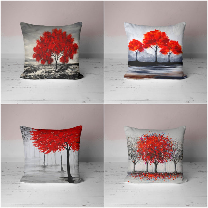 Autumn Tree Cushion Case with Red Leaves UHD016 t