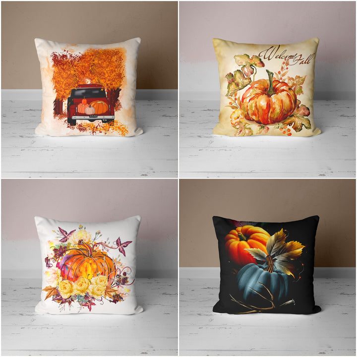 Fall Cushion Case Pumpkin and Leaves- UHD007 t