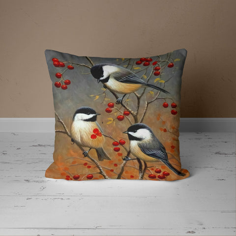 Fall Cushion Case with Orange Leaves and Birds - UHD003 t