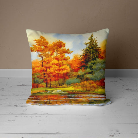 Fall Cushion Case with Orange Leaves and Birds - UHD003 t