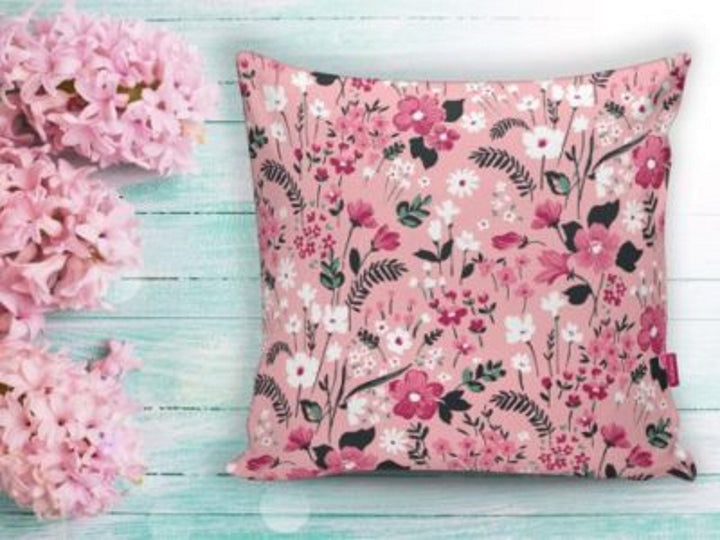 Pink Floral Pillow Cover|Decorative Pillow Case|Powder Pink Flower Decor|Housewarming Cushion Cover|Accent Pillow Top|Throw Pillow Case