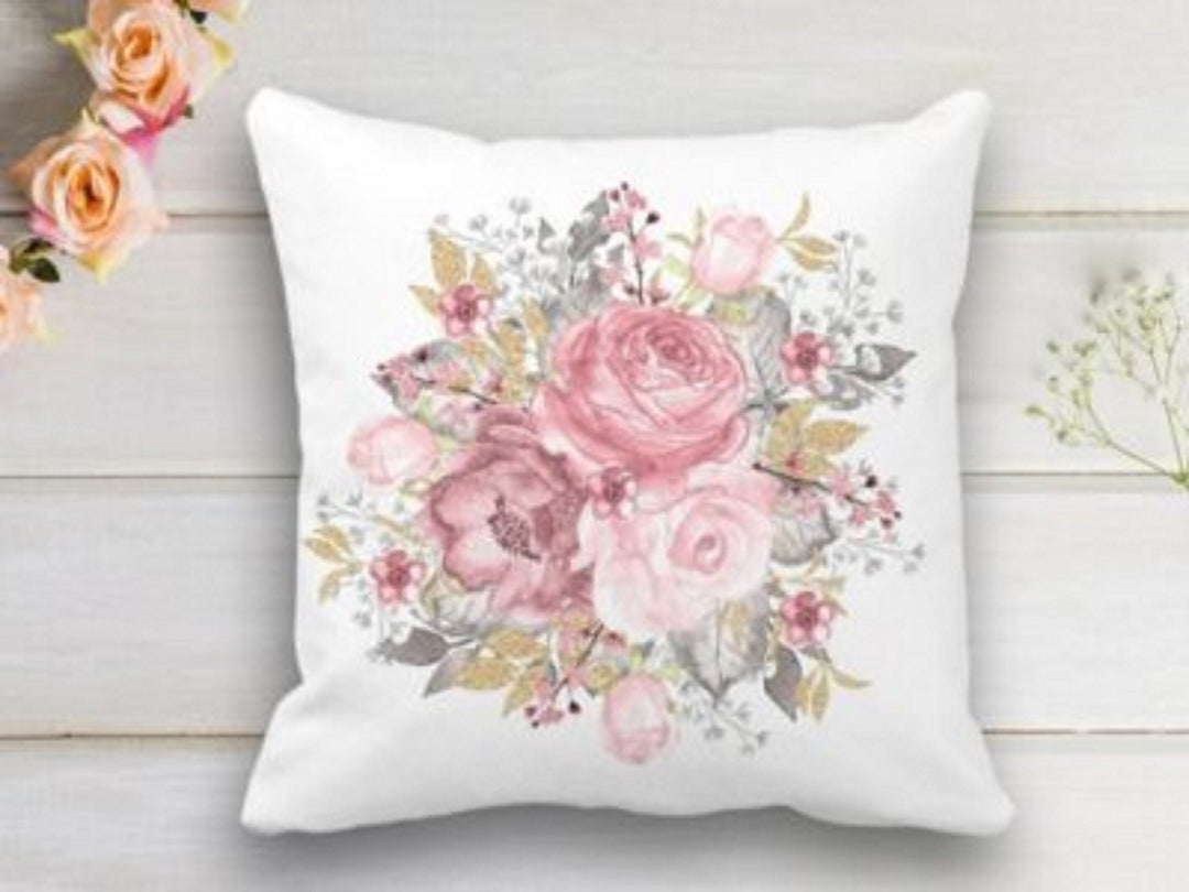 Pink Floral Pillow Cover|Decorative Pillow Case|Powder Pink Flower Decor|Housewarming Cushion Cover|Accent Pillow Top|Throw Pillow Case