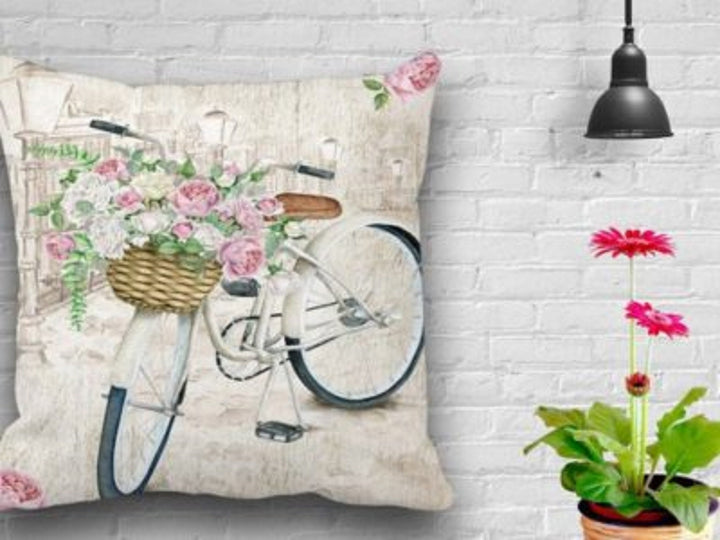 Floral Pillow Cover|Bike Cushion Case|Decorative Living Room Pillow Case|Bedding Home Decor with Flower|Housewarming Gift|Throw Pillow Cover