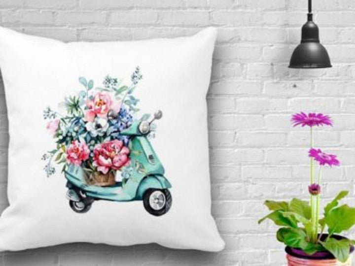 Floral Pillow Cover|Bike Cushion Case|Decorative Living Room Pillow Case|Bedding Home Decor with Flower|Housewarming Gift|Throw Pillow Cover