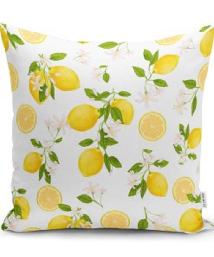 Yellow Lemons with Green Leafage Pillow Cover|Decorative Cushion Case|Home Decor with Lemon|Housewarming Gift|Cover Only|Floral Realtor Gift