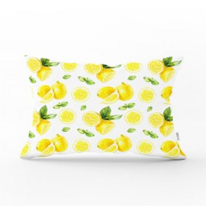 Yellow Lemons Lumbar Pillow Cover|Rectangle Cushion Case|Home Decor with Lemon|Housewarming Lemon Tree Pillow|Floral Lemon Lumbar Pillow Top