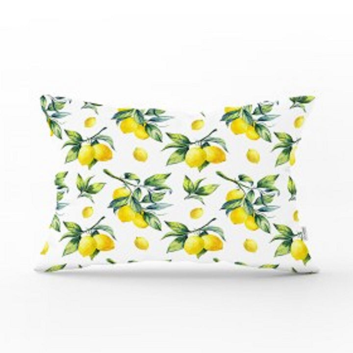 Yellow Lemons Lumbar Pillow Cover|Rectangle Cushion Case|Home Decor with Lemon|Housewarming Lemon Tree Pillow|Floral Lemon Lumbar Pillow Top