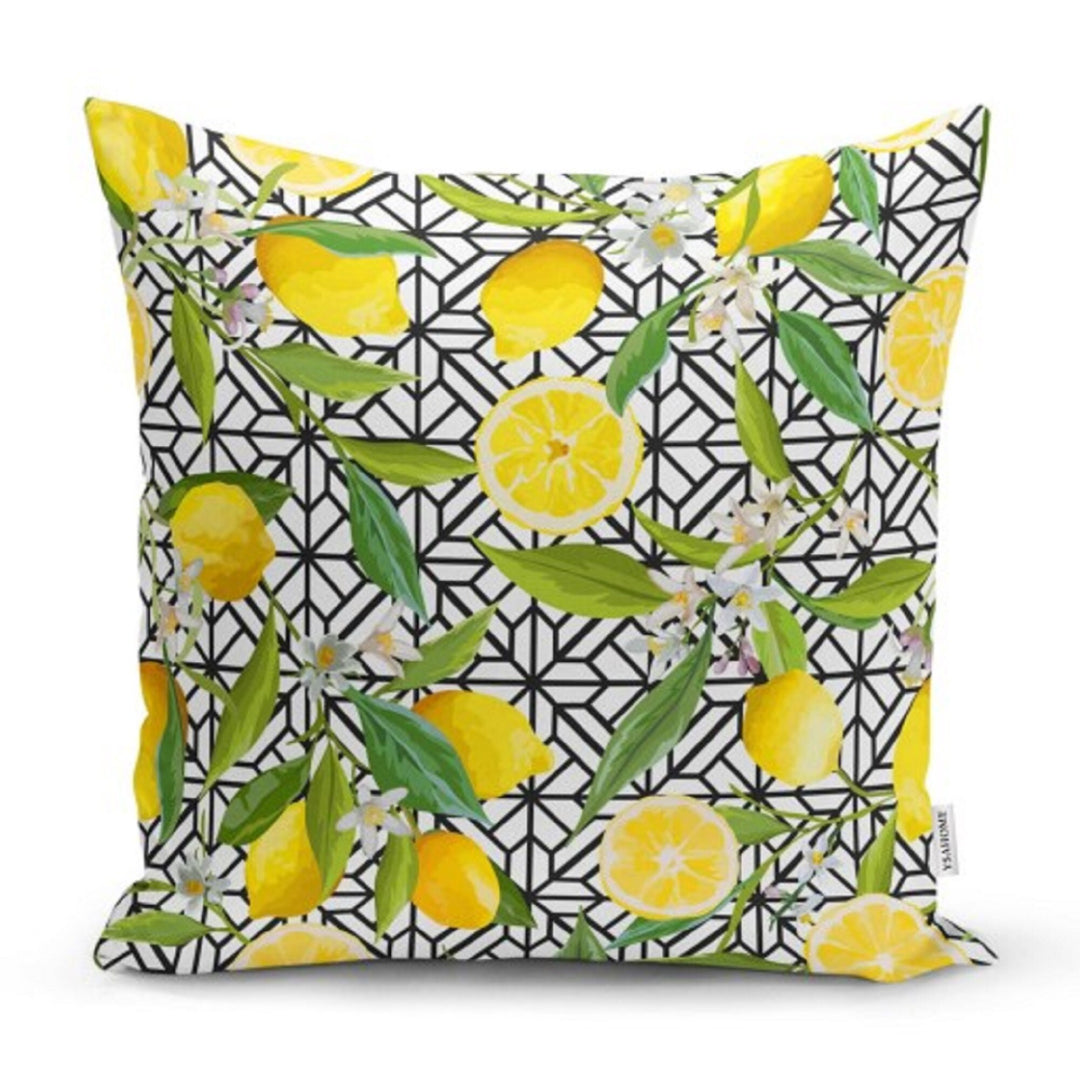 Yellow Lemons with Green Leafage Pillow Cover|Decorative Cushion Case|Home Decor with Lemon|Housewarming Gift|Cover Only|Floral Realtor Gift