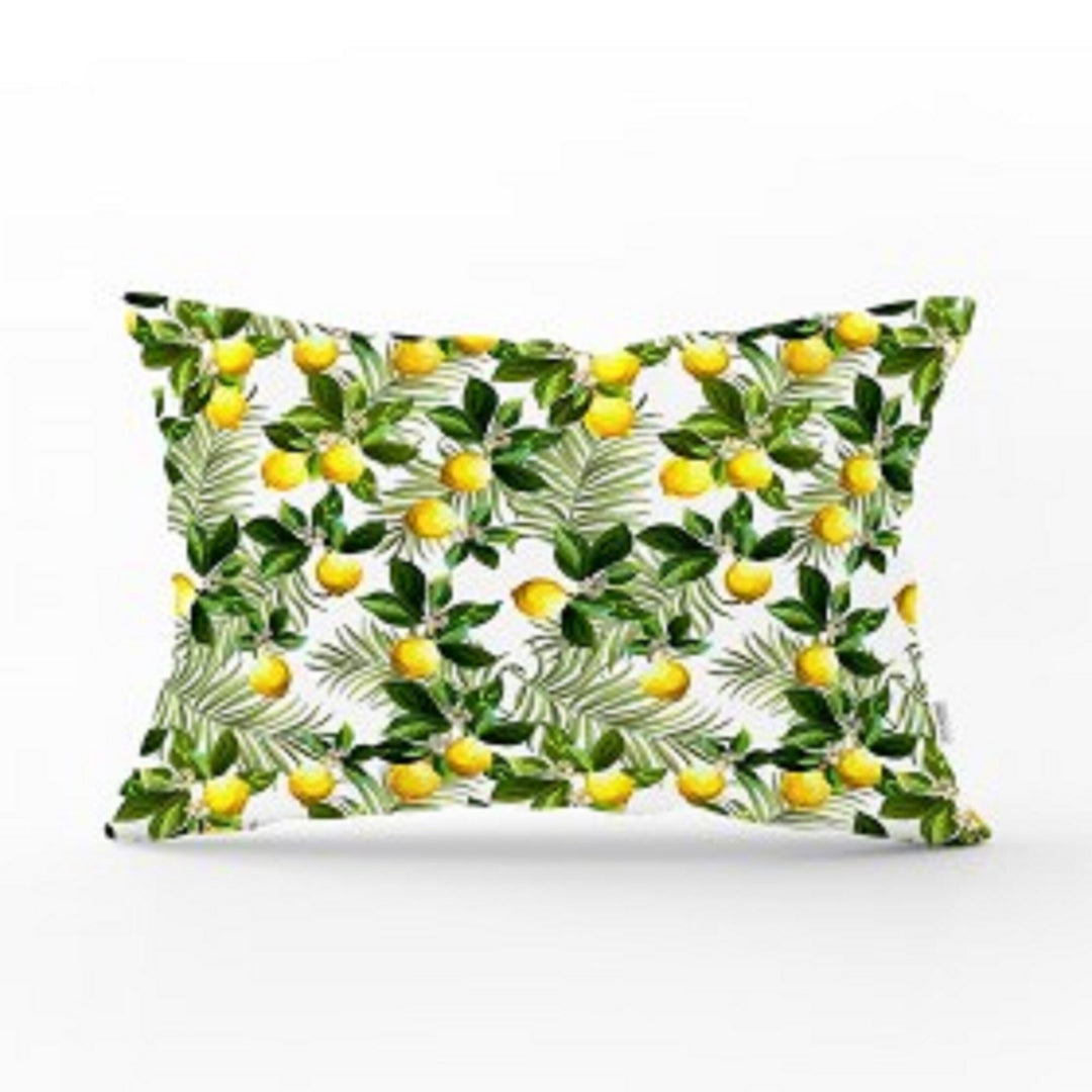 Lemon Lumbar Pillow Cover|Yellow Lemon Pillow Top|Housewarming Plaid Striped Floral Lemon Tree Decor|Rectangle Fresh Citrus Cushion Case