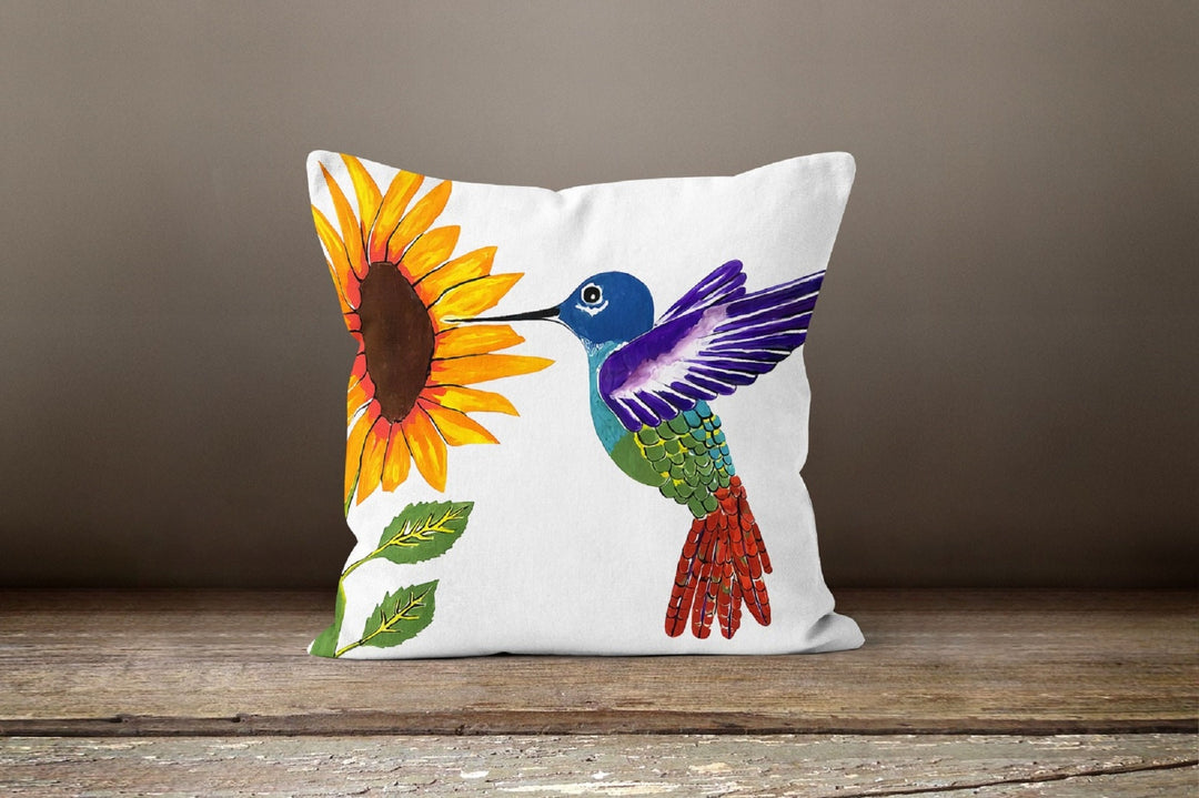 Sunflower Pillow Case|Floral Bird Pillow Cover|Yellow Sunflower Cushion Case|Decorative Pillow Case|Bedding Home Decor|Housewarming Gift