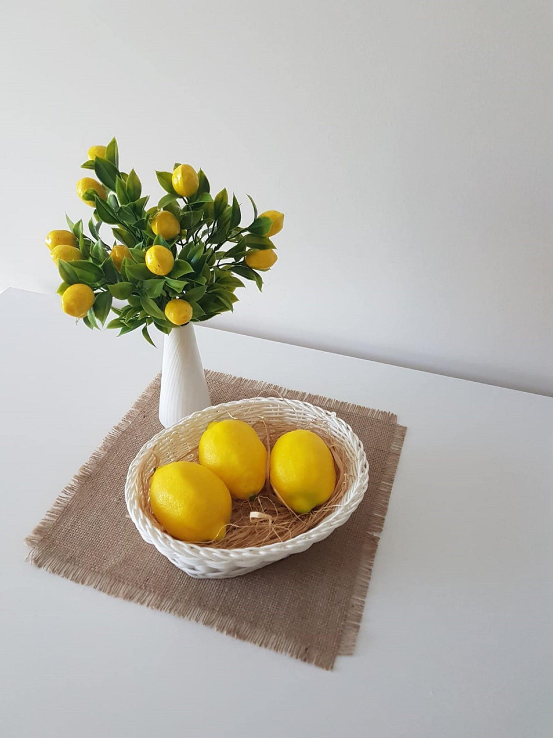 Set of Faux Lemons|Lemon Bunch and 3 Lemons|Yellow Faux Lemon Tree|Kitchen Lemon Decor|Fruit Bowl|Lemon Crafts|Wreath Supply|Jar Vase Filler - Akasia