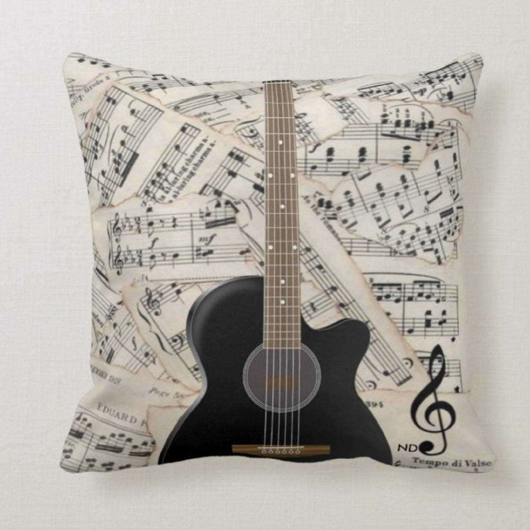 Floral Music Pillow Case|Music Instrument Pillow Cover|Musical Note Cushion Case|Decorative Pillow Case|Bedding Home Decor|Housewarming Gift