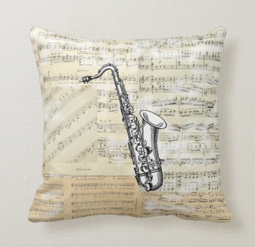 Floral Music Pillow Case|Music Instrument Pillow Cover|Musical Note Cushion Case|Decorative Pillow Case|Bedding Home Decor|Housewarming Gift