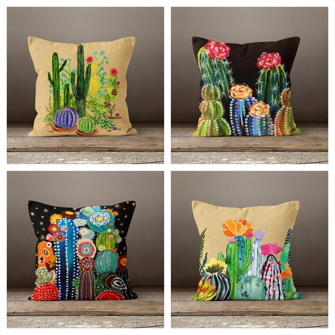 Cactus Pillow Covers| Cactus Cushion Case|Decorative Pillow Case|Boho Bedding Decor|Housewarming Gift Idea|Floral Cactus Throw Pillow Case