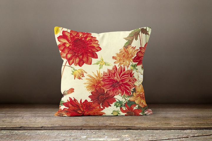 Red Floral Pillow Cover|Pink Summer Cushion Case|Decorative Throw Pillow Case|Bedding Home Decor|Housewarming Farmhouse Style Pillow Case