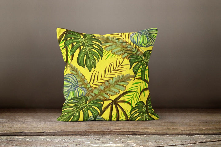 Yellow Floral Pillow Cover|Gray Green Leaf Bedding Home Decor|Decorative Throw Pillow|Housewarming Farmhouse Cushion Case|Throw Pillow Case