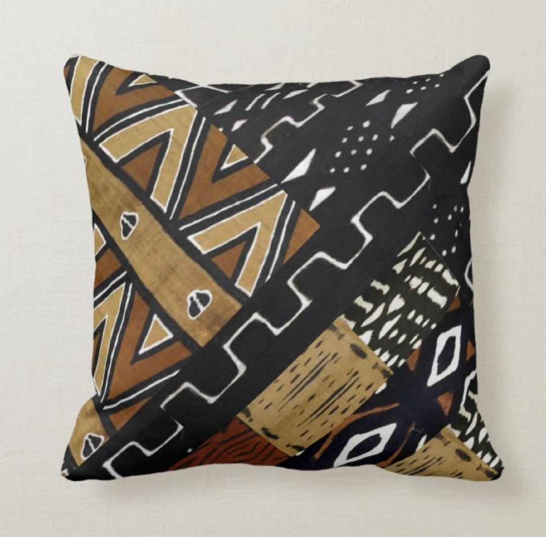 Black African Pillow Cover|Southwestern Black Rug Design Cushion|Authentic Pillow Case|Aztec Home Decor|African Child Geometric Pillow Case