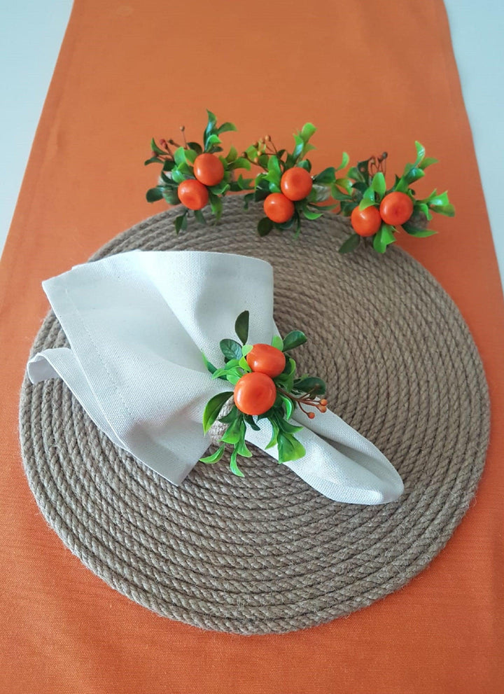 Faux Mandarin Napkin Ring|Floral Tangerine Napkin Holder|Farmhouse Table Decor|Summer Wedding Table Centerpiece|Dwarf Orange Clementine