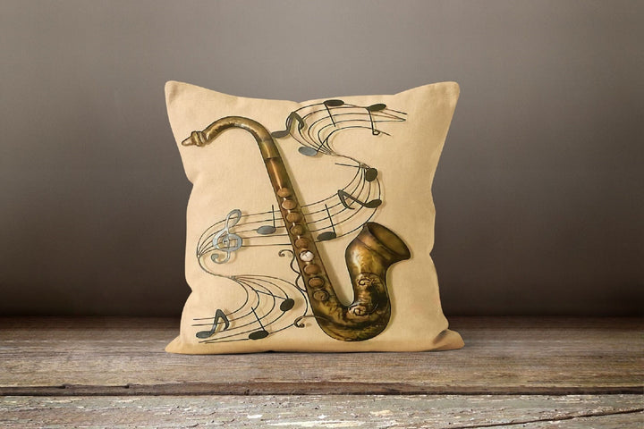 Floral Music Pillow Cover|Music Instrument Pillow Case|Musical Note Cushion Case|Decorative Pillow Case|Bedding Home Decor|Housewarming Gift