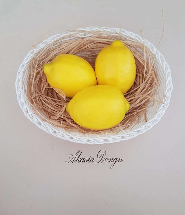 Set of Faux Lemons|Lemon Bunch and 3 Lemons|Yellow Faux Lemon Tree|Kitchen Lemon Decor|Fruit Bowl|Lemon Crafts|Wreath Supply|Jar Vase Filler - Akasia