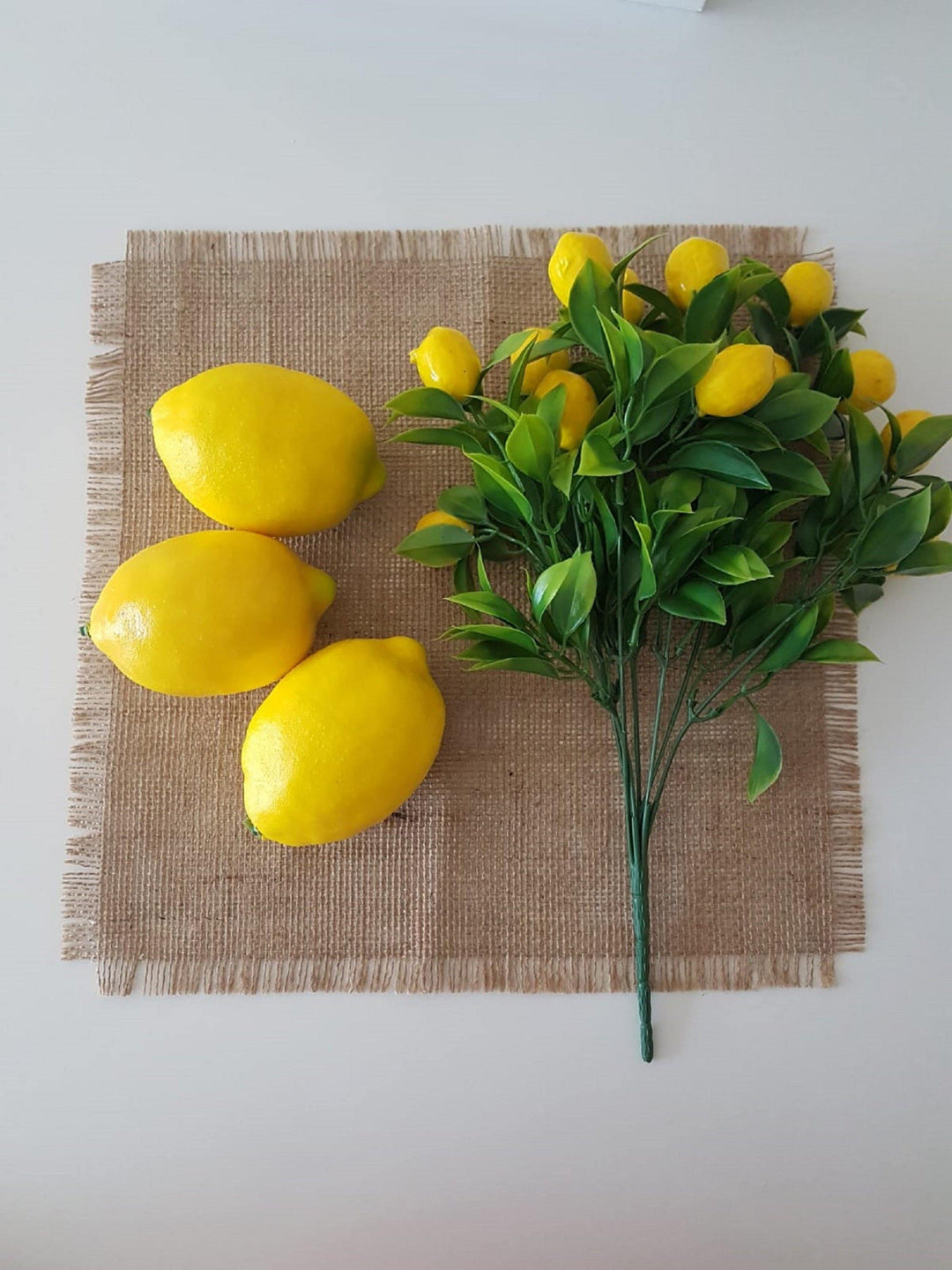 Set of Faux Lemons|Lemon Bunch and 3 Lemons|Yellow Faux Lemon Tree|Kitchen Lemon Decor|Fruit Bowl|Lemon Crafts|Wreath Supply|Jar Vase Filler - Akasia