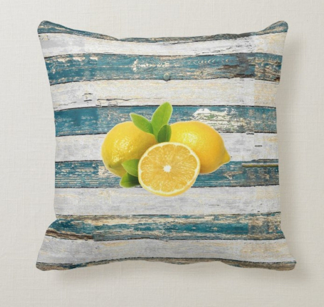 Yellow Lemons with Green Leafage Pillow Cover|Decorative Cushion Case|Home Decor with Lemon|Housewarming Gift|Floral Realtor Gift