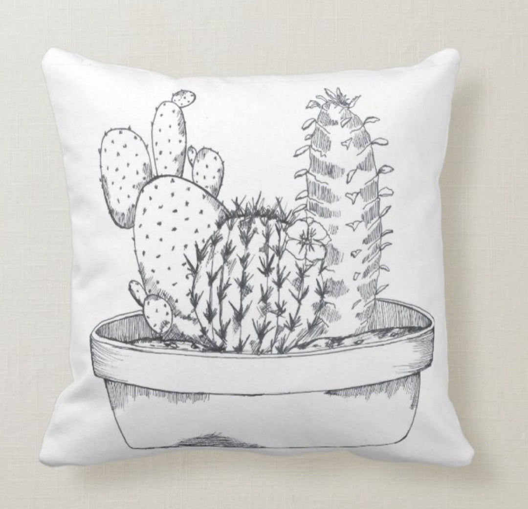 Cactus Pillow Cover|Cushion Case Cactus|Decorative Lumbar Pillow Case|Bedding Home Decor|Housewarming Gift|Floral Cactus Throw Pillow Case