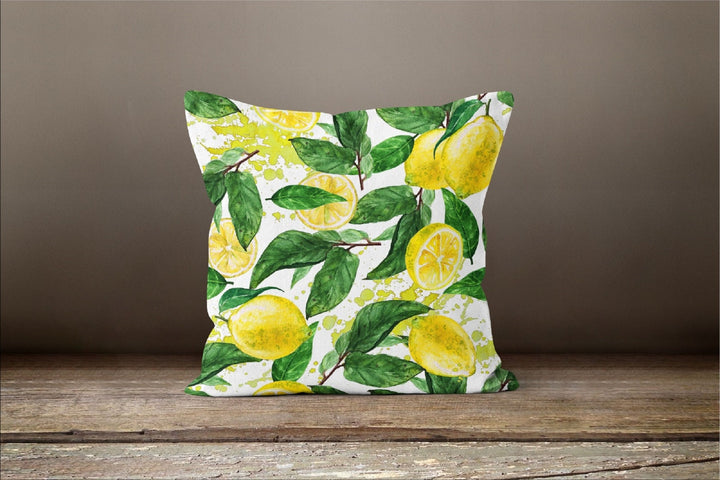 Lemon Throw Pillow Case|Yellow Lemon Cushion Cover|Decorative Floral Lemon Tree Home Decor|Housewarming Farmhouse Style Fresh Citrus Pillow