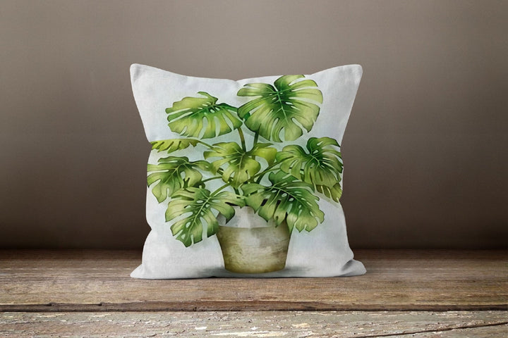 Green Plant Pillow Case|Housewarming Vase Plant Decor|Farmhouse Cushion Case|Decorative Pillow Case|Bedding Home Decor|Floral Pillow Cover