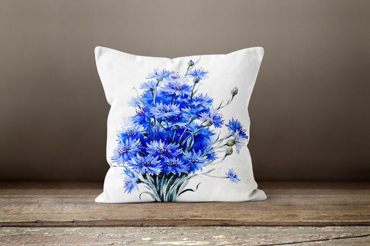 Blue Floral Pillow Cover|Floral Cushion Case|Decorative Pillow Cover|Boho Bedding Decor|Housewarming Gift|Dandelion Print Throw Pillow Case