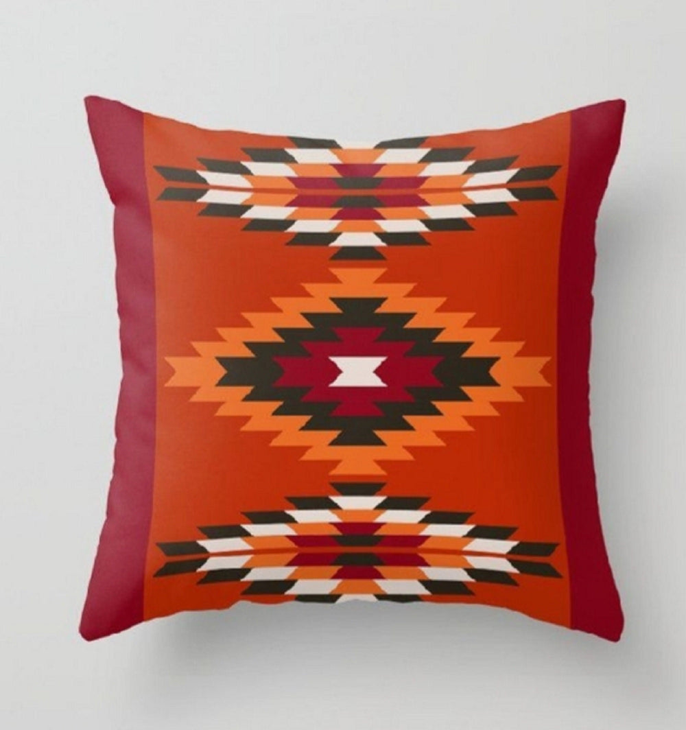 Terracotta Pillow Cover|Brick Color Southwestern Cushion Case|Decorative Pillow Case|Aztec Home Decor|Farmhouse Decor|Geometric Pillow Case