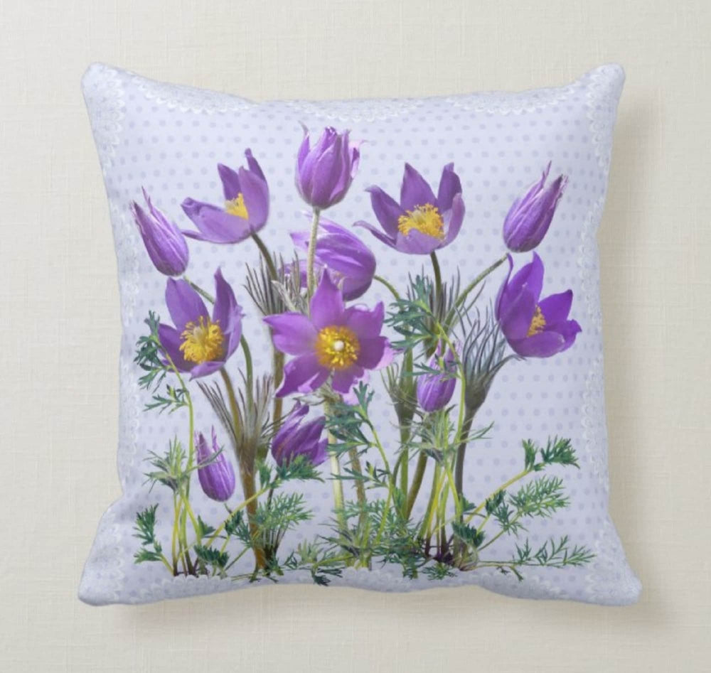 Purple Floral Pillow Cover|Summer Cushion Cases|Decorative Throw Lumbar Cases|Bedding Home Decor|Housewarming Farmhouse Style Pillow Cases