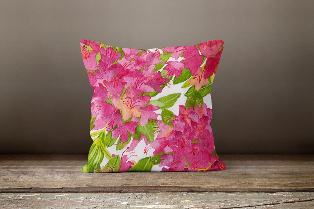 Red Floral Pillow Cover|Pink Summer Cushion Case|Decorative Throw Pillow Case|Bedding Home Decor|Housewarming Farmhouse Style Pillow Case