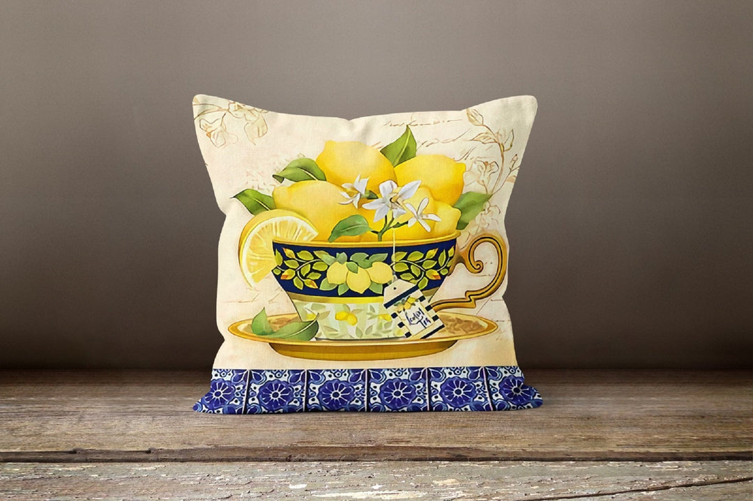 Lemons Pillow Cover|Decorative Authentic Lemon Tree Topiary Cushion Case|Lemons Home Decor|Housewarming Yellow Citrus|Lemon Tea Cushion Case