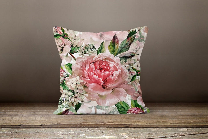 Pink Floral Pillow Cover|Red Rose Cushion Case|Decorative Throw Pillow Case|Pink Rose Home Decor|Housewarming Cushion Cover|Porch Pillow Top