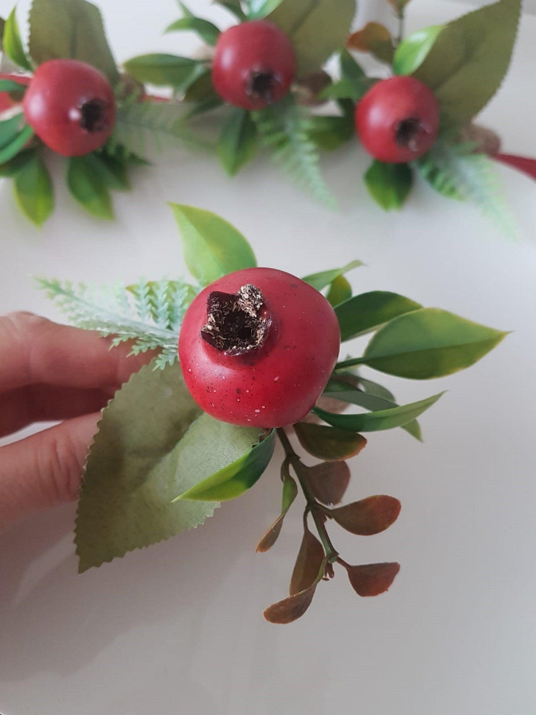 Faux Pomegranate Napkin Ring|Faux Fruit Napkin Holder|Red Pomegranate Decor|Summer Wedding Event Table Centerpiece|Rustic Kitchen Table Top