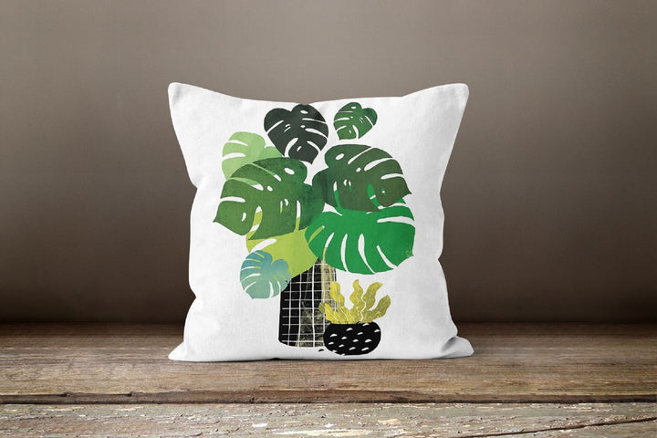 Green Plant Pillow Case|Housewarming Vase Plant Decor|Farmhouse Cushion Case|Decorative Pillow Case|Bedding Home Decor|Floral Pillow Cover