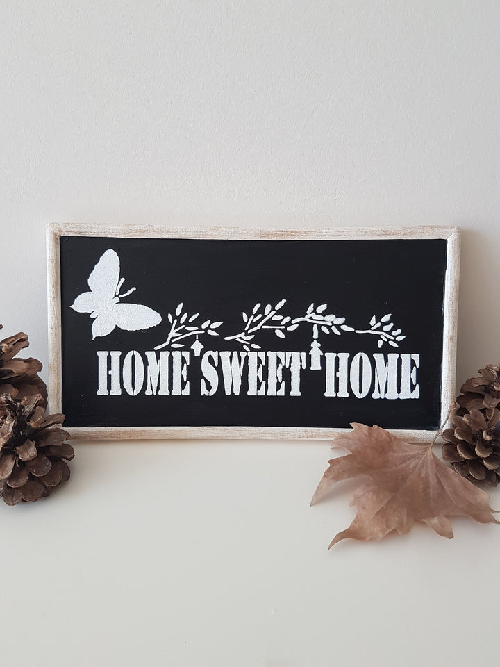 Home Sweet Home Wood Sign|Family Room Wooden Sign|Realtor Wood Gift|Farmhouse Wall Decor|Framed Living Room Sign|Hand Painted with Acrylic