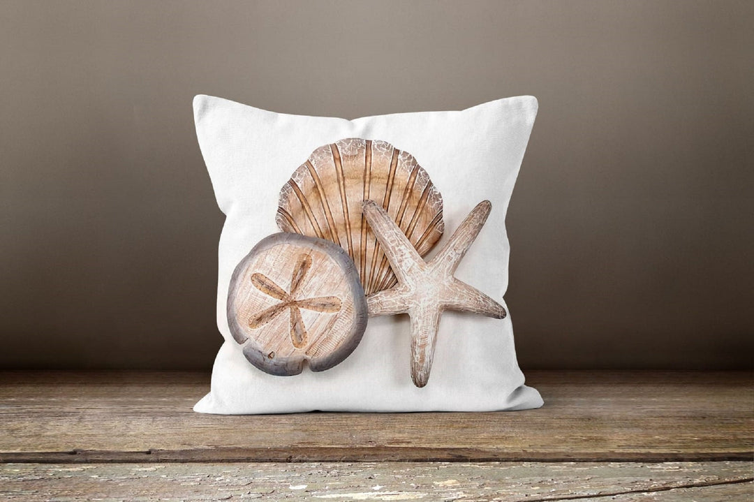 Beach House Pillow Case|Navy Marine Pillow Cover|Decorative Nautical Cushions|Coastal Throw Pillow|Blue Starfish Home Decor|Seashells Decor