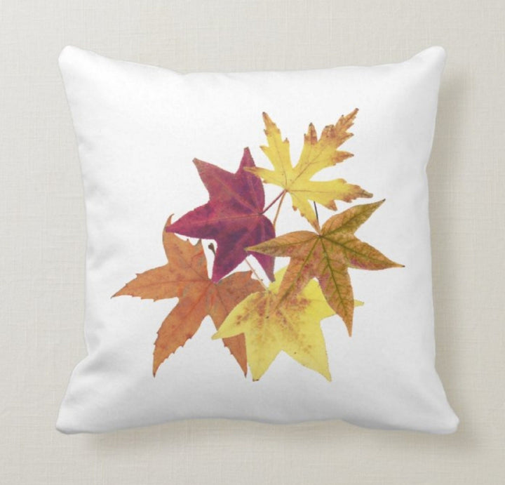 Fall Trend Pillow Cover|Autumn Cushion Case|Orange Yellow Leaves Throw Pillow|Decorative Home Decor|Housewarming Thankful Print Pillow Top