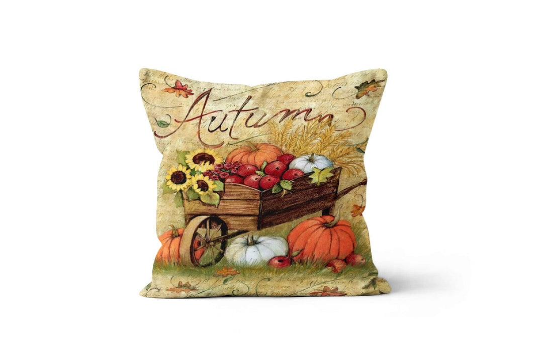 Fall Trend Pillow Cover|Autumn Cushion Case|Orange Pumpkin Throw Pillow|Halloween Home Decor|Housewarming Farmhouse Welcome Pillow Case Gift