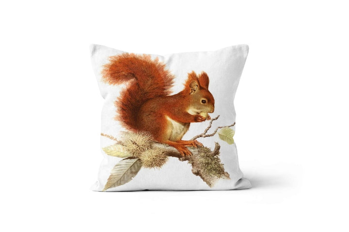 Fall Trend Pillow Cover|Autumn Cushion Case|Orange Pumpkin Throw Pillow|Halloween Harvest Home Decor|Housewarming Squirrel and Acorn Pillow