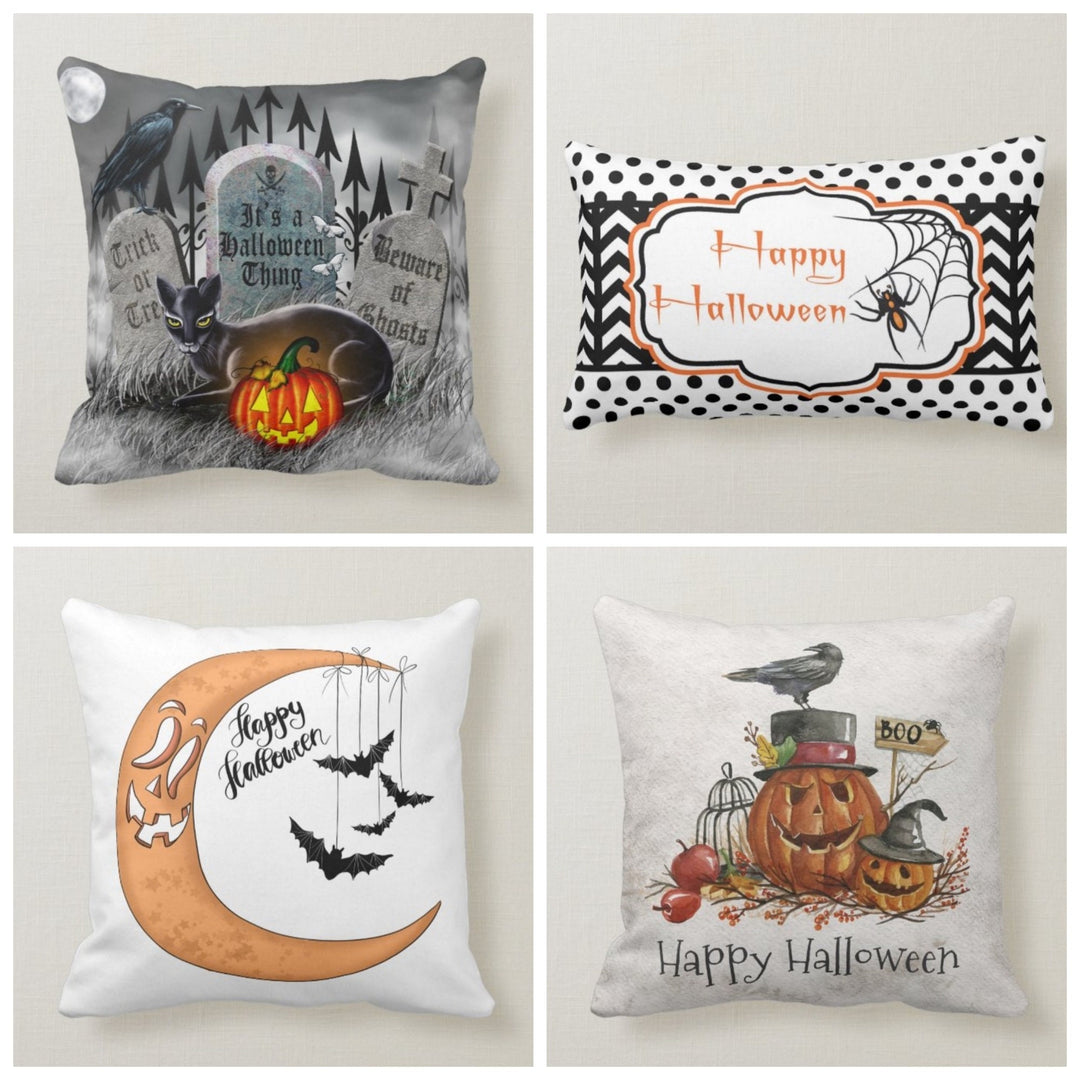 Halloween Pillow Case|Fall Trend Pillow|Autumn Cushion Case|Orange Pumpkin Throw Pillow|Trick or Treat Home Decor|Happy Halloween Decor