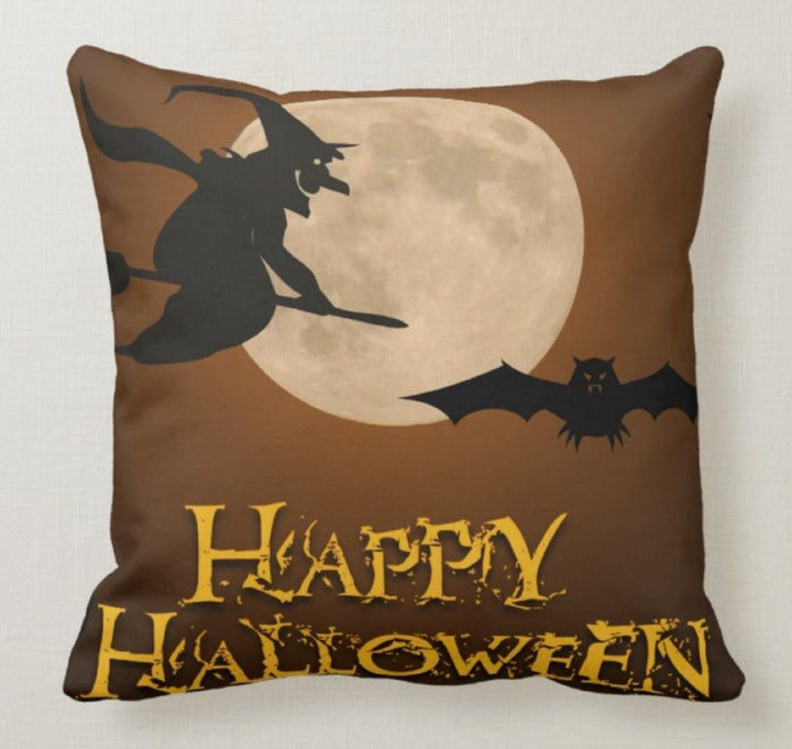 Halloween Pillow Case|Fall Trend Witch Pillow|Autumn Cushion Case|Orange Pumpkin Throw Pillow|Trick or Treat Home Decor|Happy Halloween