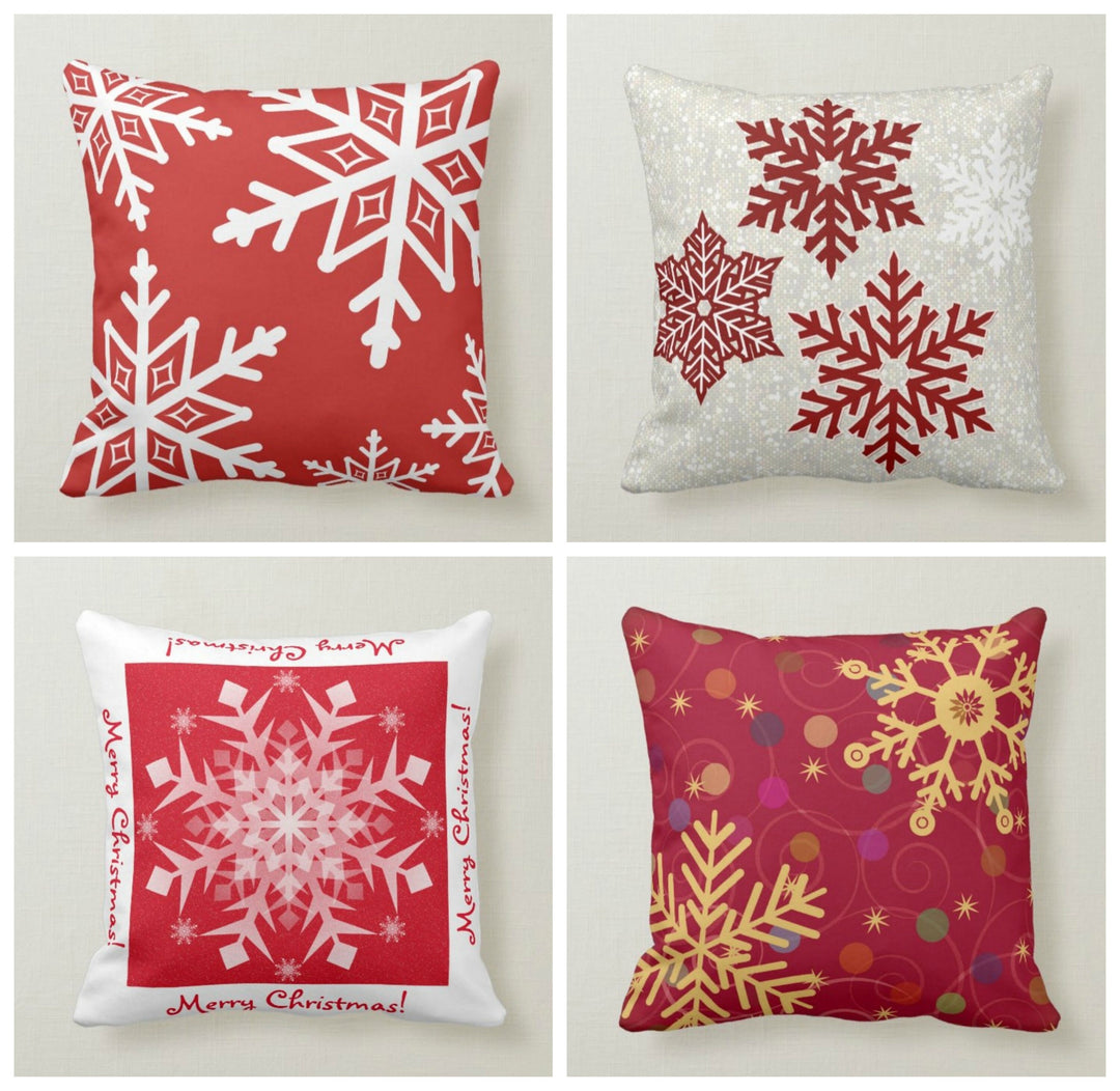 Christmas Pillow Cover|Christmas Cushion Case|Decorative Winter Pillowcase|Red Xmas Home Decor|Xmas Gift Ideas|Snowflake Pillow Cover