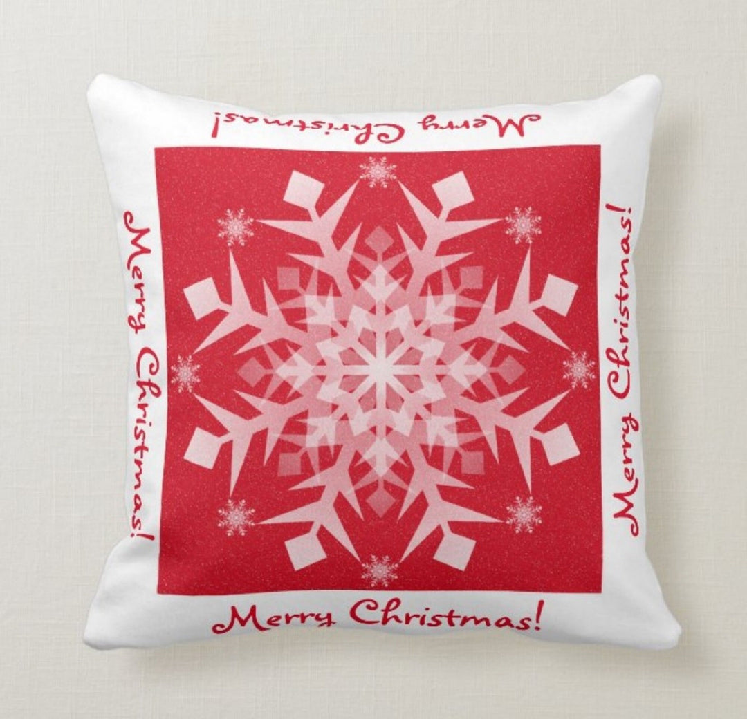 Christmas Pillow Cover|Christmas Cushion Case|Decorative Winter Pillowcase|Red Xmas Home Decor|Xmas Gift Ideas|Snowflake Pillow Cover